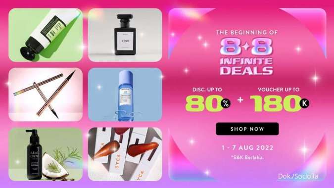 Promo Sociolla 8.8 Infinite Deals Diskon hingga 80% Berlaku 1-7 Agustus 2022