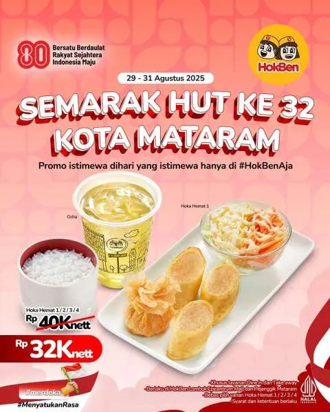 Promo HokBen HUT Kota Mataram ke-32 29-31 Agustus