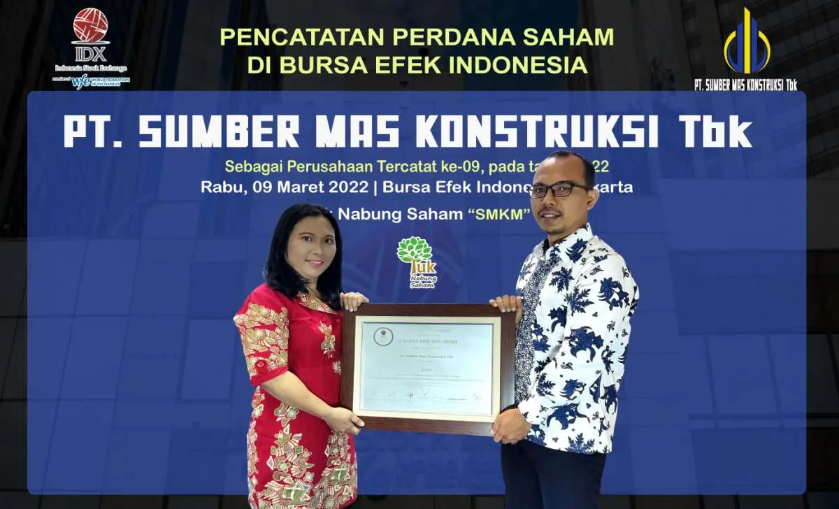 Resmi Tercatat di BEI, Saham Sumber Mas Konstruksi (SMKM) Dibuka Naik 9,85%