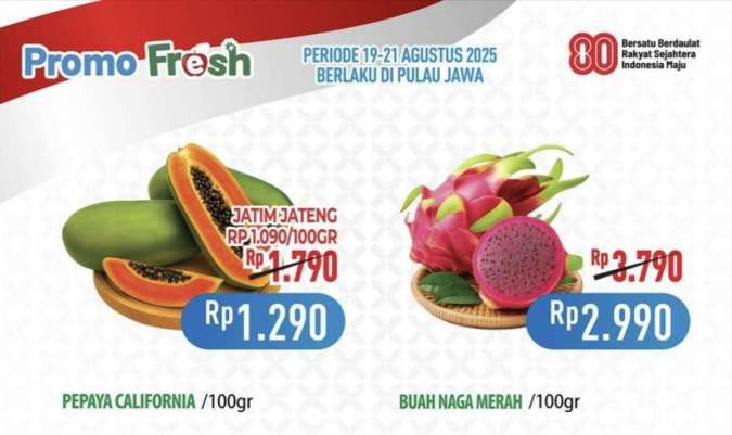 Promo Hypermart Weekday 19-21 Agustus 2025, Pepaya California-Alpukat Harga Spesial