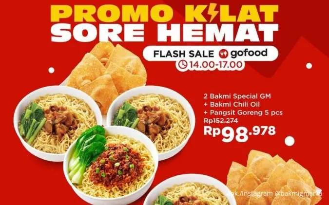 Promo Kilat Sore Hemat Bakmi GM 14-31 Juli, Makan Rame-Rame Harga Spesial Via GoFood