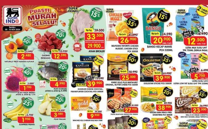 Promo JSM Superindo 8-10 November 2024, Promo Es Krim Cornetto dan Nugget Diskon 35%