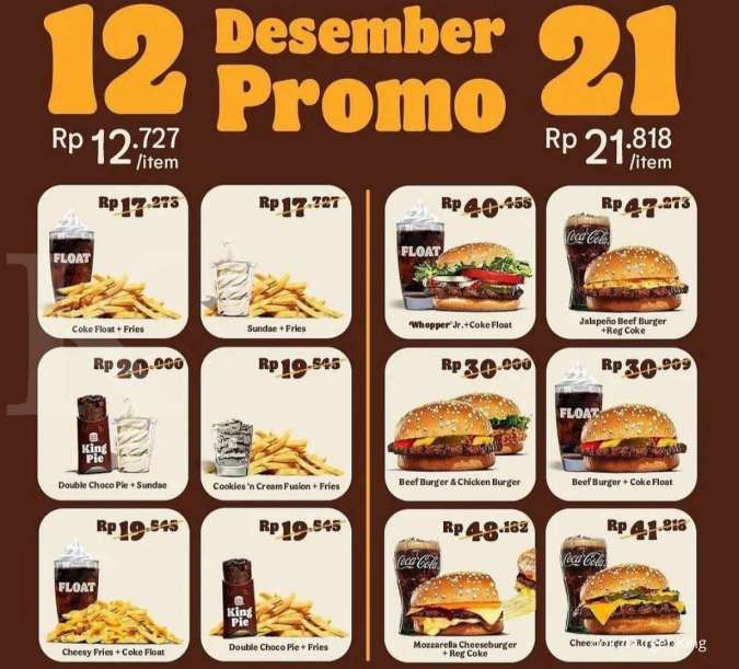 Promo 12.21 Burger King Desember 2021, Aneka Menu Spesial Mulai Harga Rp 12.000-an