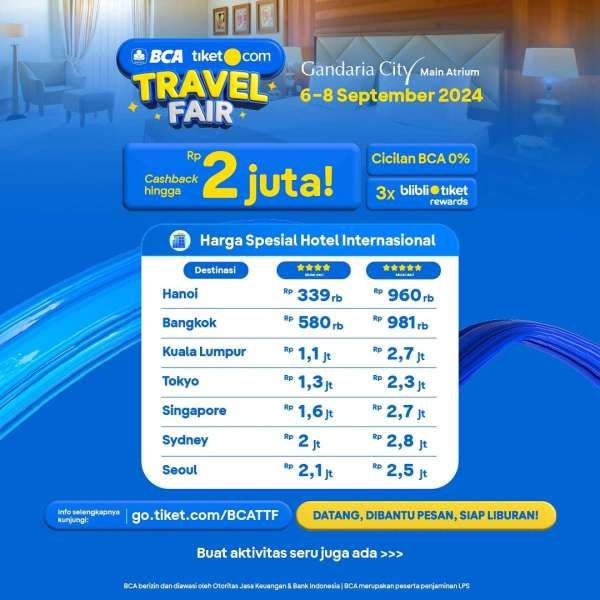 Promo BCA tiket.com Travel Fair 6-8 September 2024