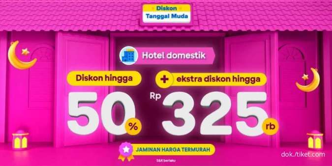Promo Tiket.com Tanggal Muda, Nikmati Diskon Hotel Domestik hingga 50% + Rp 325.000