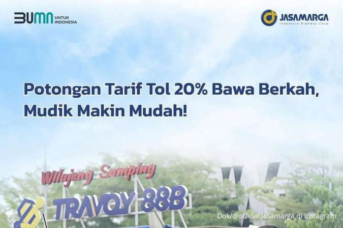 Berikut Cara Dapatkan Diskon 20% Tarif Tol di Mudik Lebaran 2025 dari Jasa Marga