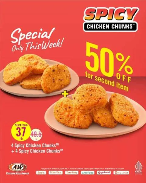 Promo A&W Spicy Chicken Chunks Diskon 50%
