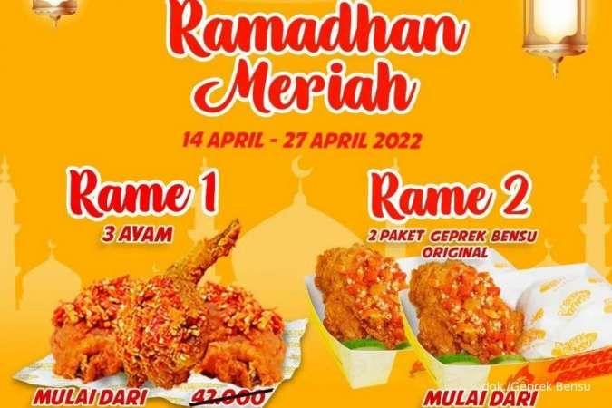 Promo Geprek Bensu Minggu 24 April 2022, Paket Ramadan Meriah Hemat Rp 30.000
