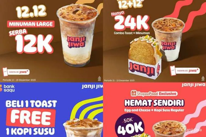 Promo 12.12 Janji Jiwa Desember 2023: Serba 12K Minuman Large-Toast Lezat