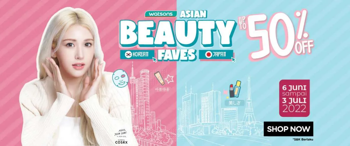 Promo Watsons Edisi Skincare Korea dan Jepang, Diskon s/d 50% hingga 3 Juli 2022