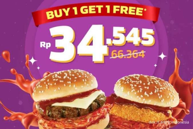 Promo Carls Jr Terbatas Maret 2023, Makan Hemat GrabStar dan Beli 1 Gratis 1 Burger
