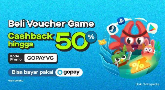 Promo Tokopedia x GoPay, Beli Voucher Game Cashback 50%!