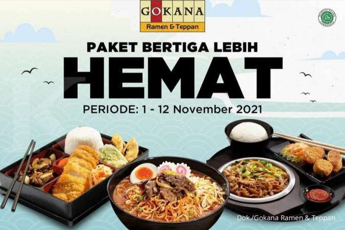 Promo Gokana 1-12 November 2021, paket hemat 3 porsi diskon jadi Rp 78.000 nett