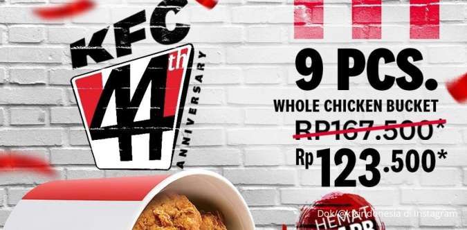 Promo KFC Spesial 44th Anniversary KFC Oktober, 9 Ayam Lebih Murah Hemat Rp 44.000