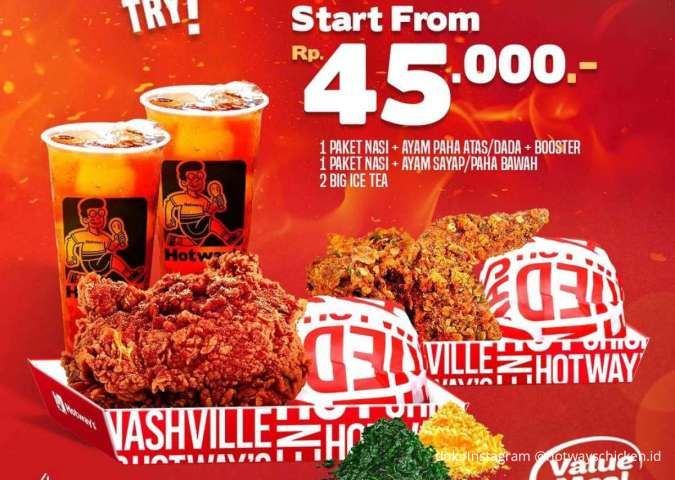 Promo Hotway's Chicken Payday Tiap 25-28, 2 Paket Komplit + Minum Cuma Rp 45.000-an