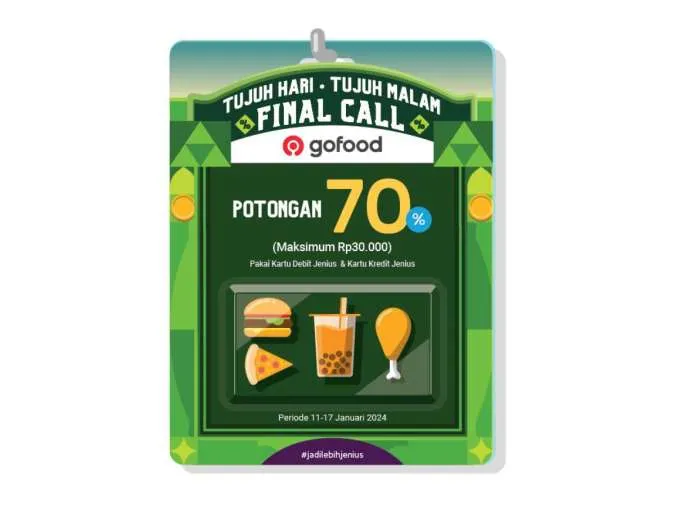 Promo Jenius x GoFood 11-17 Januari 2024, Diskon 70% Tanpa Minimum Transaksi