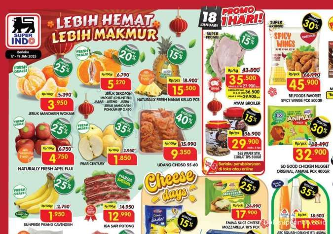 Promo JSM Superindo Weekend 18 Januari 2025, Ayam dan Wafer Diskon 15% Hanya Hari Ini