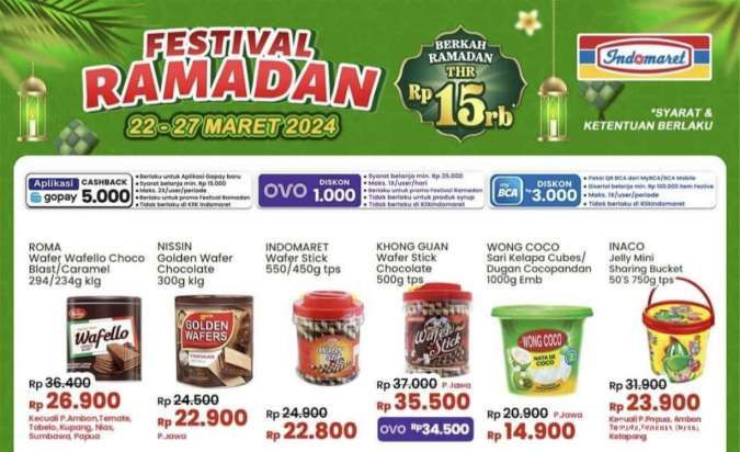Promo Indomaret Festival Ramadan 22-27 Maret 2024, Ekstra Diskon Rp 6.000 Pakai Brimo
