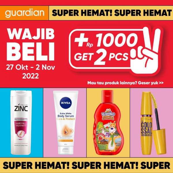 Promo Guardian 27 Oktober-2 November 2022, Tambah Uang Rp 1.000 Dapat 2 Maskara