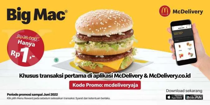 Promo McD BigMac Rp 1 berlaku Februari - Juni 2022