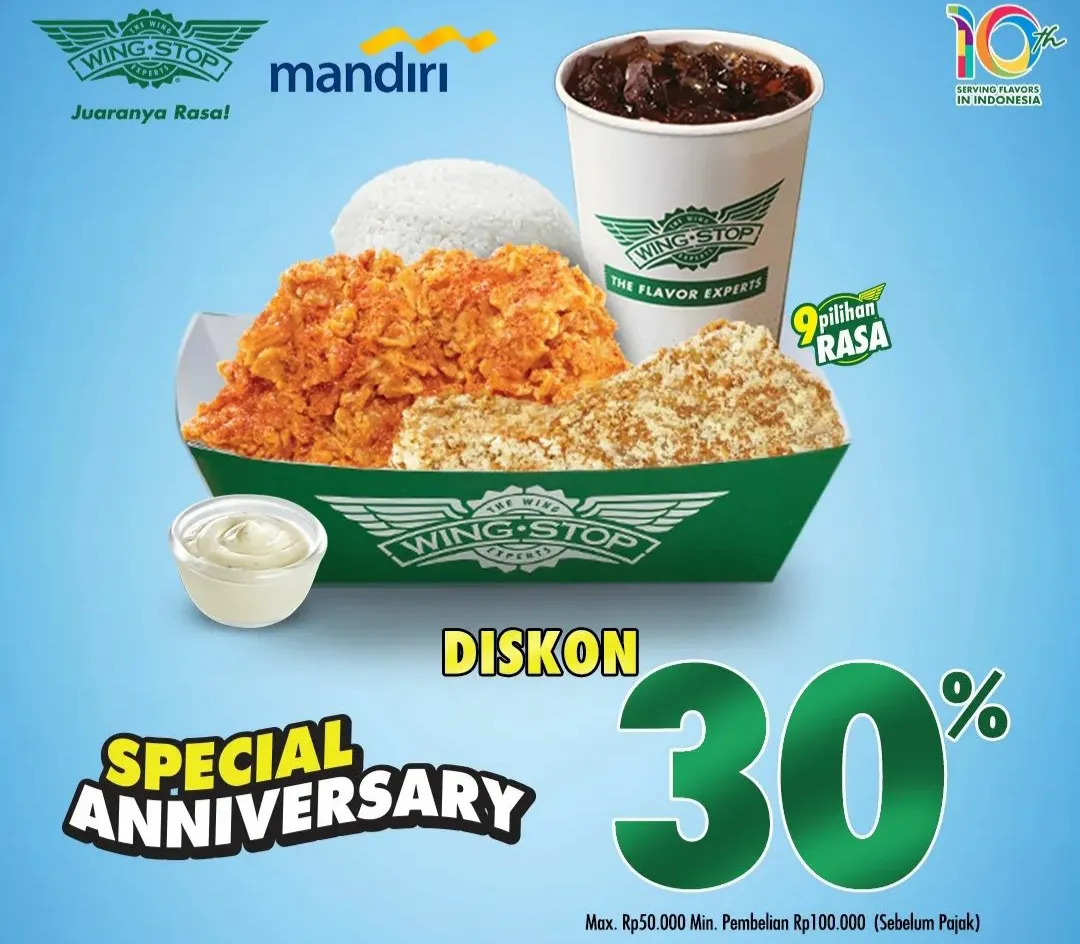 Promo Wingstop di Bank edisi special anniversary Wingstop ke 10