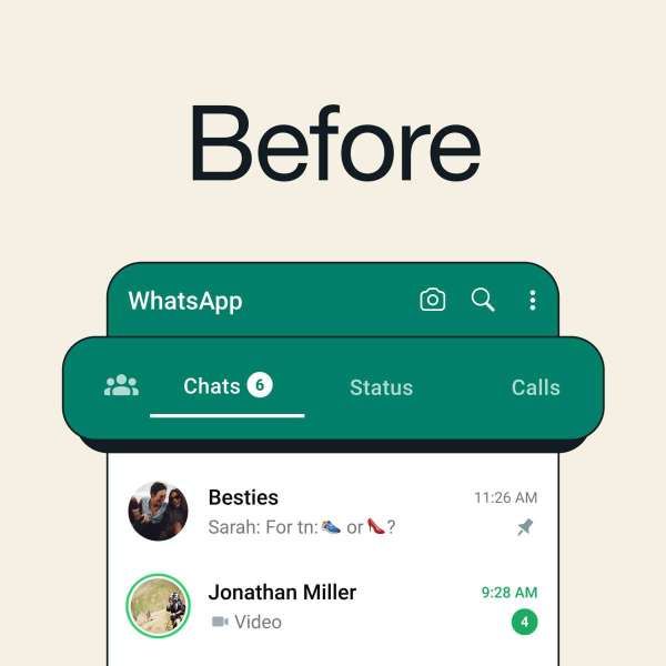 Tampilan navigasi WhatsApp yang lama