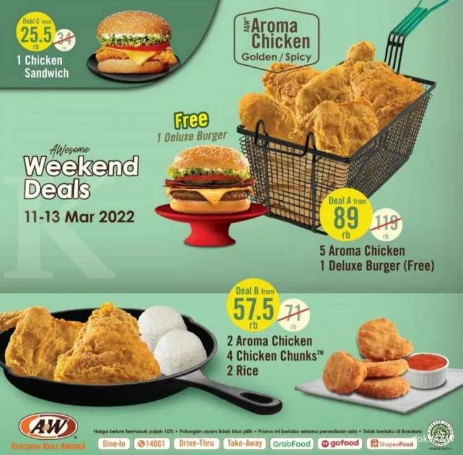 Promo A&W Weekend Deals edisi 11-13 Maret 2022