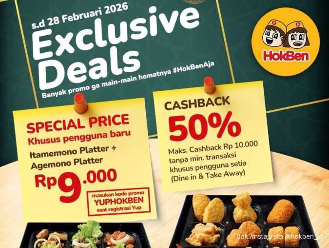 Pengguna Yup Wajib Tahu: Promo HokBen Beri Cashback 50% & Menu Super Murah