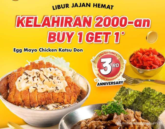Promo Go!Go!Curry Khusus Kelahiran 2000-an, Nikmati Buy 1 Get 1 sampai 24 Desember