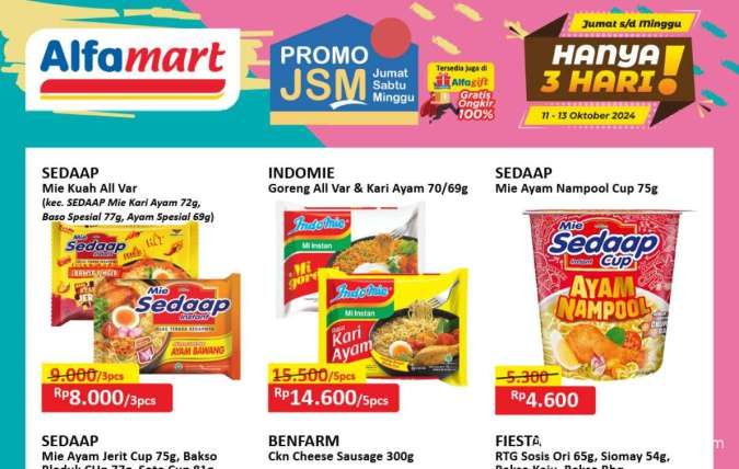 Promo JSM Alfamart Weekend Hari Ini, Mie Sedaap dan Indomie Beli Banyak Lebih Hemat