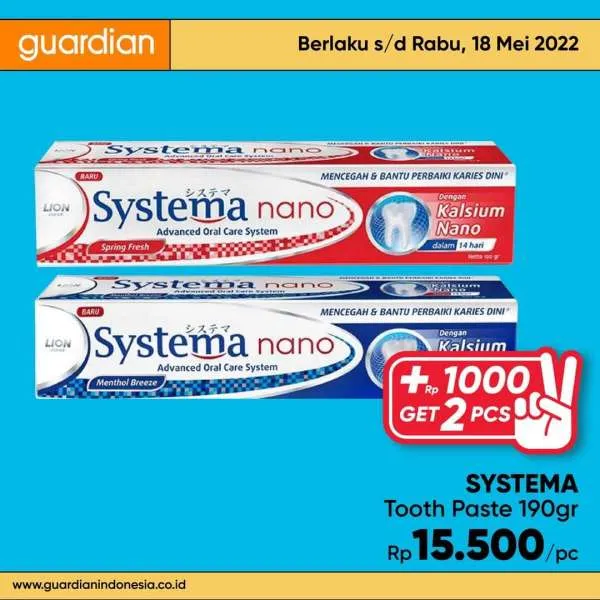 Promo Guardian +1000 Get 2 Pcs Periode 12-18 Mei 2022