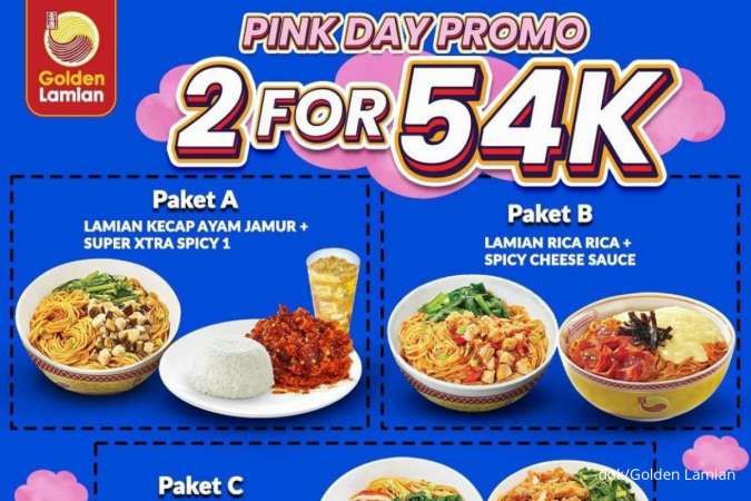 Pink Day Promo Golden Lamian 31 Juli-2 Agustus, Pesan 2 Porsi Menu Cuma Rp 54.000