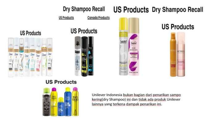 19 Produk Sampo Kering Unilever Ditarik di AS, Bagaimana dengan Produk di Indonesia?