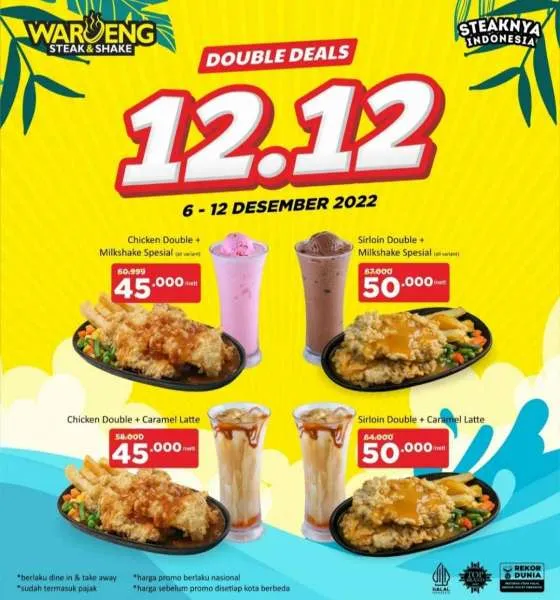 Promo 12.12 Waroeng Steak 6-12 Desember 2022 Paket Double Deals 