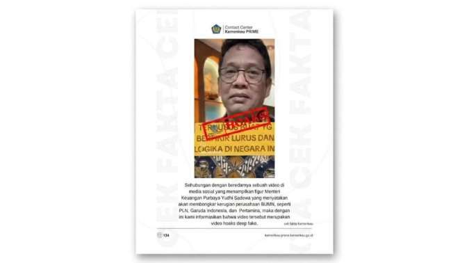 Kemenkeu Pastikan Video Deepfake Menteri Purbaya Bongkar Kerugian BUMN Sebagai Hoaks