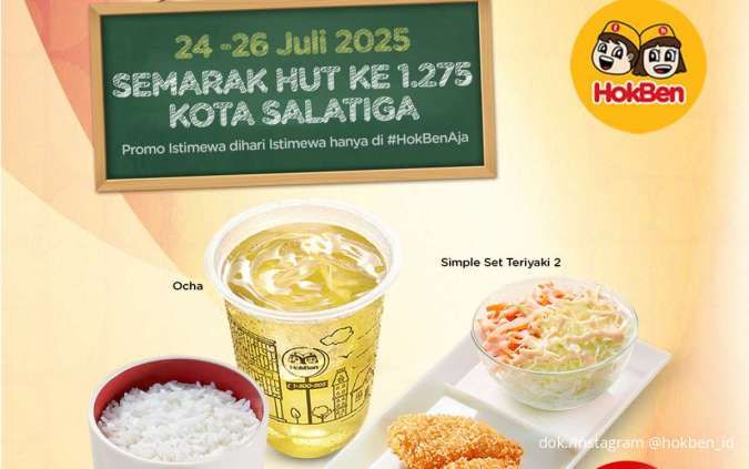 Promo HokBen HUT Salatiga ke-1.275 24-26 Juli, Set Teriyaki + Ocha Cuma 39.000-an