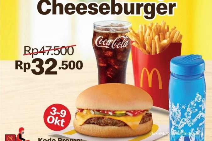 Promo McD 3-9 Oktober, Diskon Rp 15.000 Paket Large Cheeseburger Dapat Botol Biru