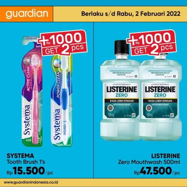 Promo Guardian +1000 Get 2 Pcs Periode 27 Januari-2 Februari 2022