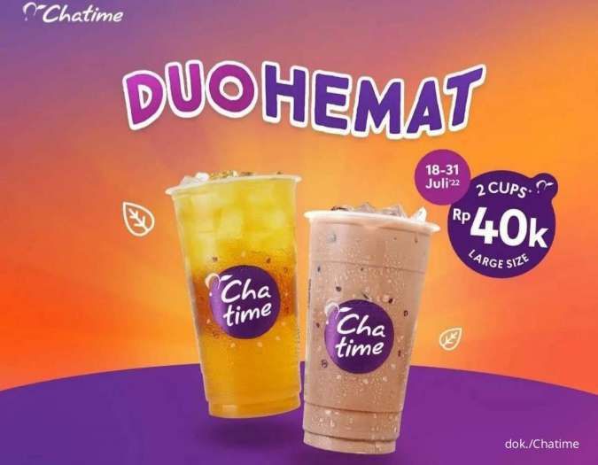 Promo Chatime Duo Hemat Aneka Rasa Ukuran Large Berlaku di Ojek Online