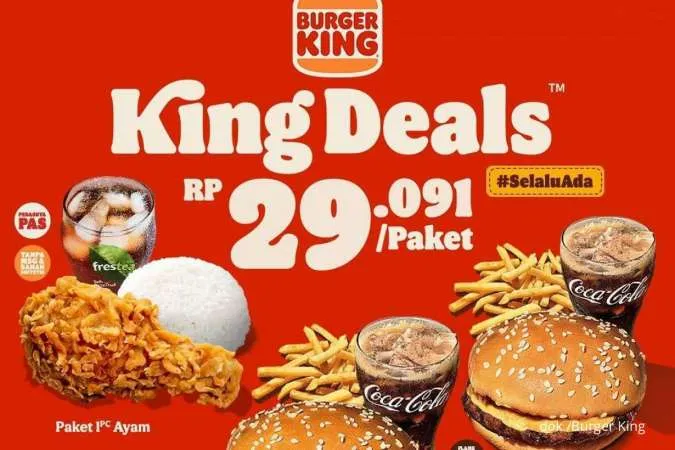Promo Burger King 1-31 Mei 2022, Super Lengkap King Deals Hanya Rp 29.091 per Paket