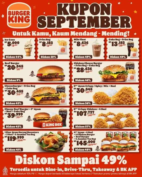 Promo Burger King Kupon September Hemat