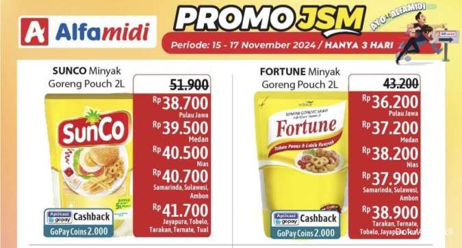 Promo JSM Alfamidi 15-17 November 2024, Minyak Goreng Sedaap Diskon s/d Rp 24.000