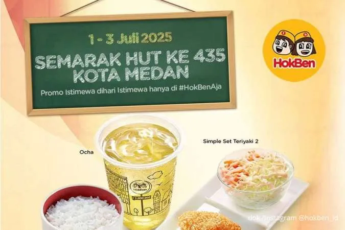 Promo HokBen HUT ke-435 Kota Medan 1-3 Juli, Set Teriyaki + Ocha Cuma Rp 43.000-an