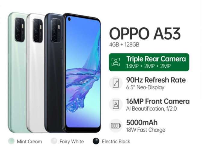 Masih Jadi Favorit, Simak Spesifikasi & Harga HP OPPO A53 RAM 4 GB di Juni 2022