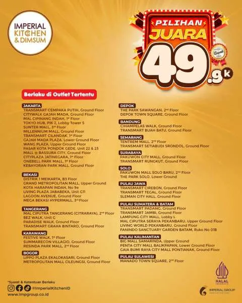 Promo Imperial Kitchen & Dimsum Pilihan Juara Juli 2025 di Lokasi Tertentu