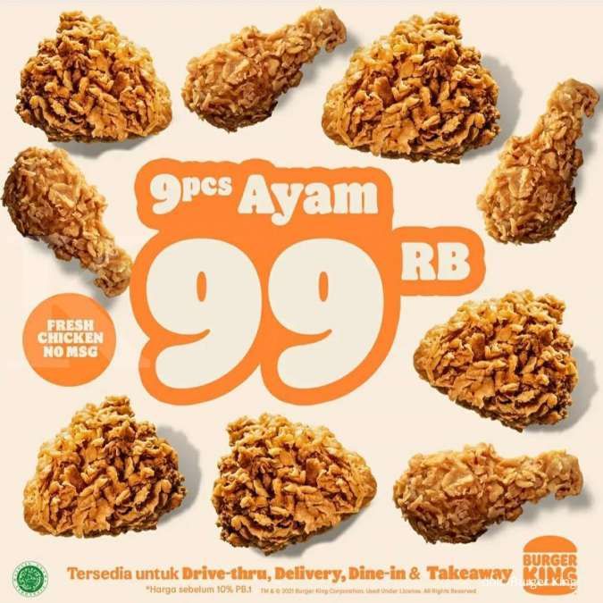 Promo Burger King September 2021, Beli 9 Ayam Cuma Rp 99.000