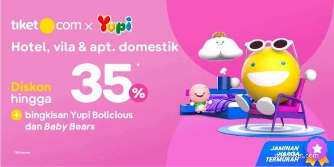 Promo Tiket.com x Yupi, Nikmati Diskon 35% untuk Hotel hingga Vila