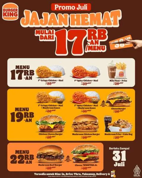 Promo Burger King Jajan Hemat Mulai Rp 17.000-an Juli 2025