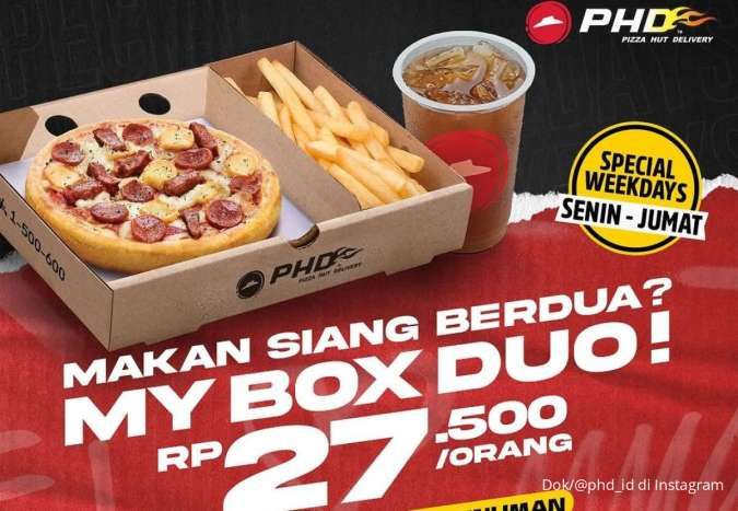 Promo Pizza Hut Delivery Weekdays Senin-Jumat, My Box Duo Rp 27.500-an Per Orang