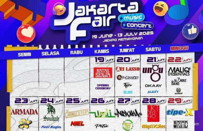 Jadwal Konser Musik Jakarta Fair Kemayoran di Awal Juli 2025, Ada Slank & Kotak
